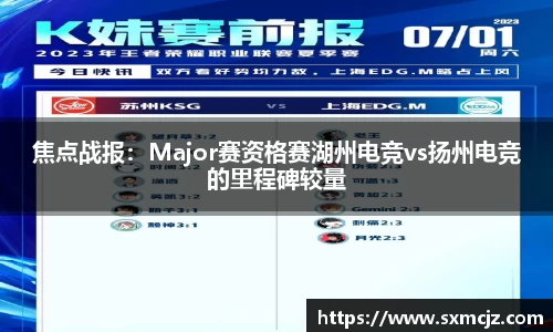焦点战报：Major赛资格赛湖州电竞vs扬州电竞的里程碑较量